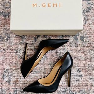 M. Gemi Black Italian Leather Heels 38.5